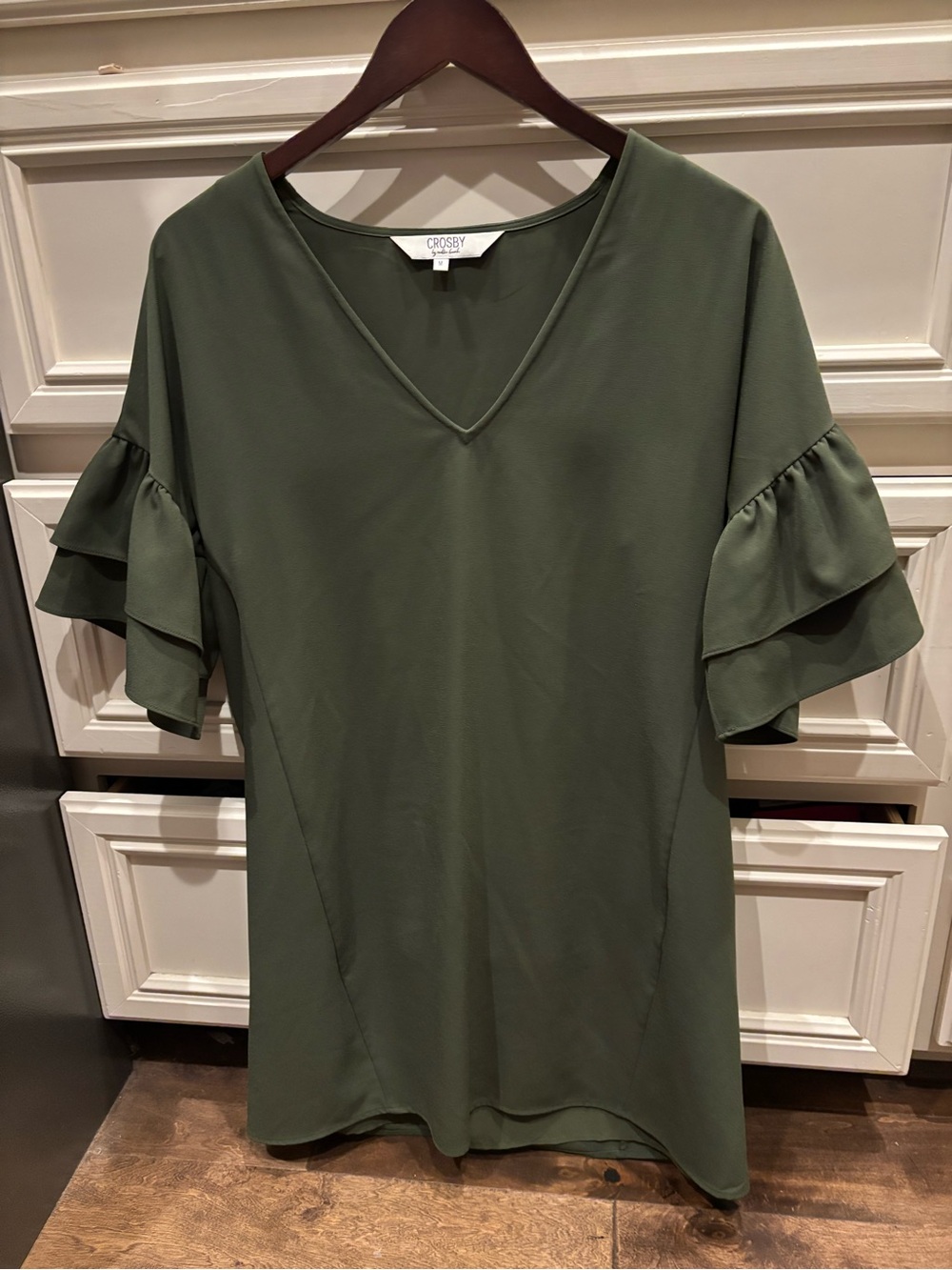 Crosby Olive Green V-Neck Dress